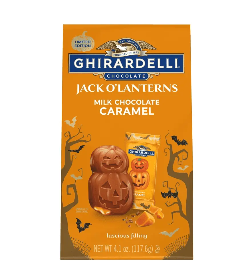 Шоколадні цукерки Ghirardelli Milk Chocolate Caramel Jack O' Lanterns 117.6г - фото 3