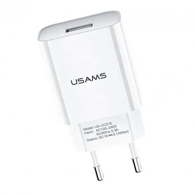 Мережевий зарядний пристрій Usams T18 10W White (US-CC075) [47557] - фото 2