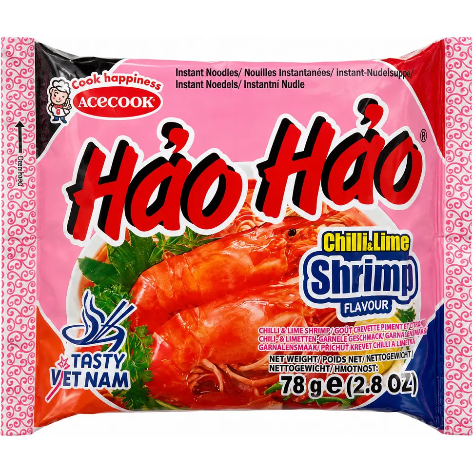 Локшина швидкого приготування Hao Hao Креветка з Чилі та Лаймом Acecook 78г