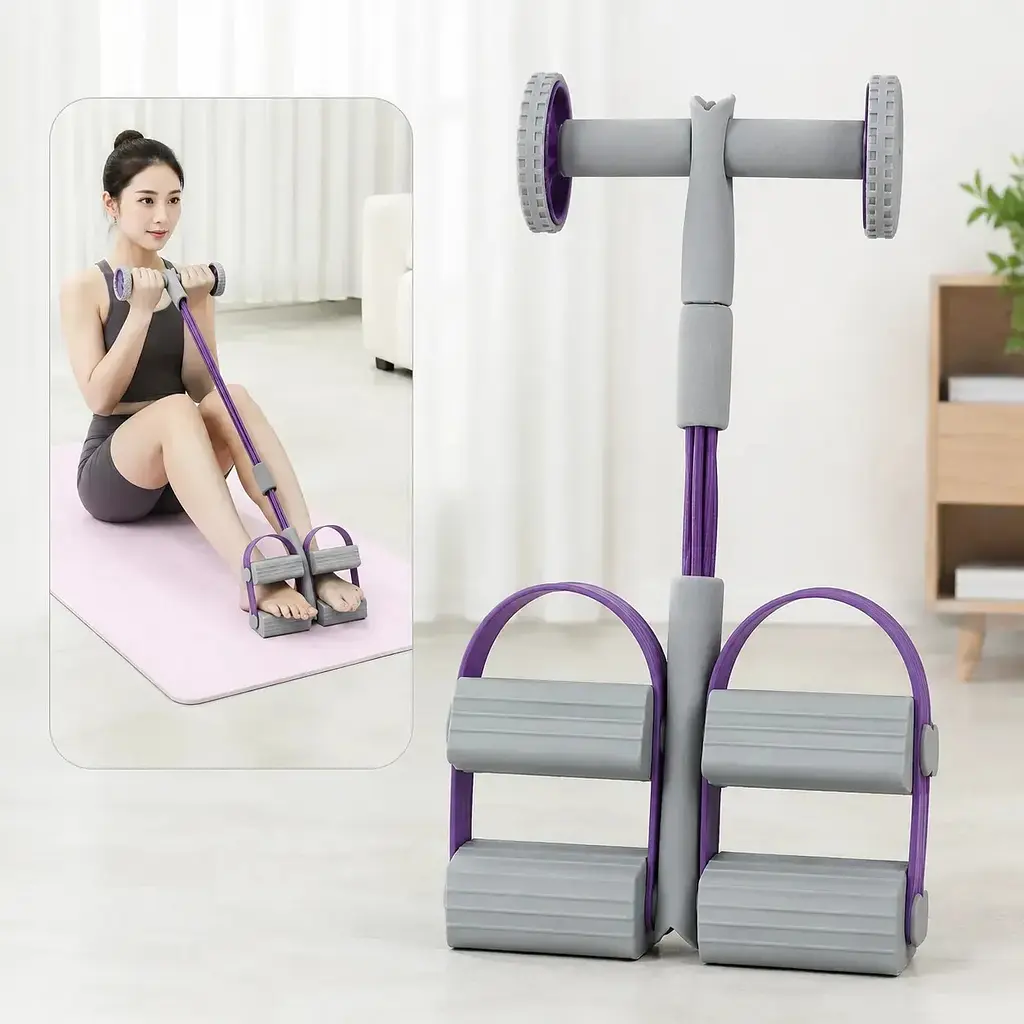 Фитнес эспандер 3 в 1 для тренировок Pedal Puller з роликом 52 х 25 х 7,5 см 4 посилені трубки - фото 6
