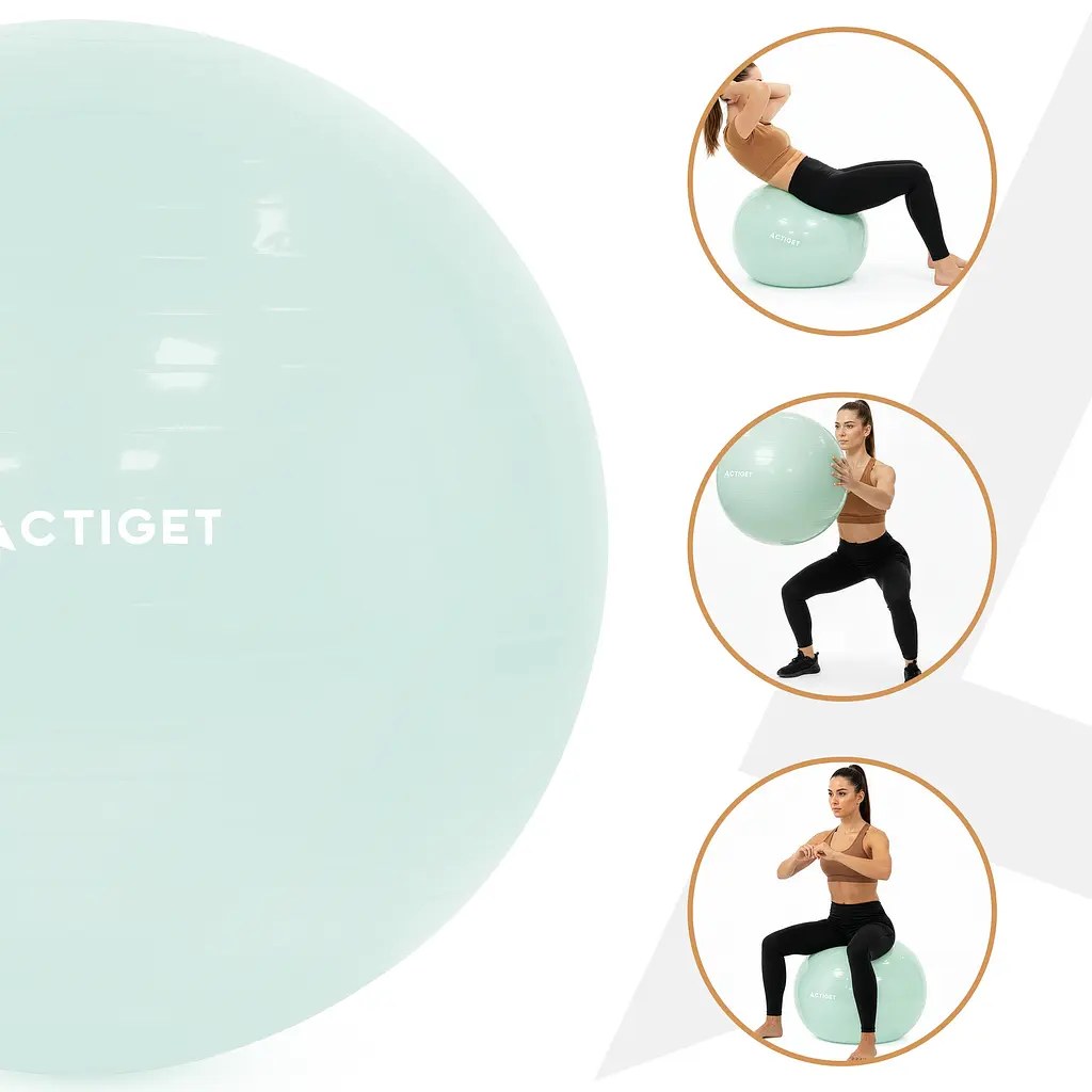М'яч для фітнесу (фітбол) Actiget 65 см з насосом ACT0144 Mint - фото 5