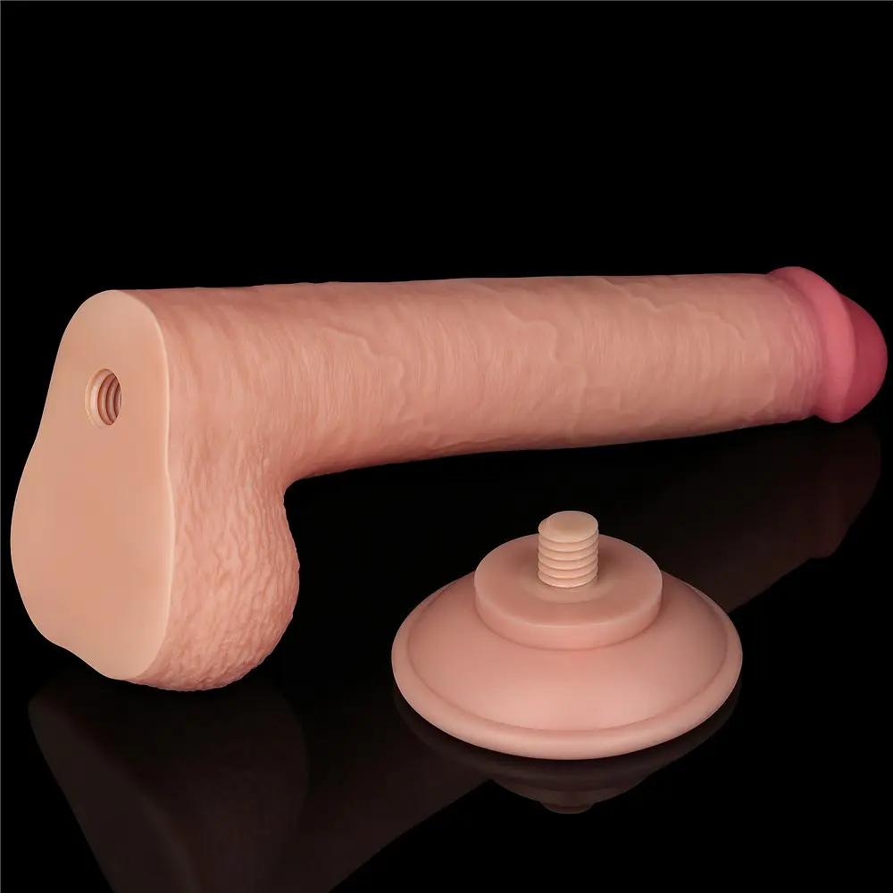 Фалоімітатор LoveToy Sliding-Skin Dual Layer Dong 22 см тілесний - фото 14
