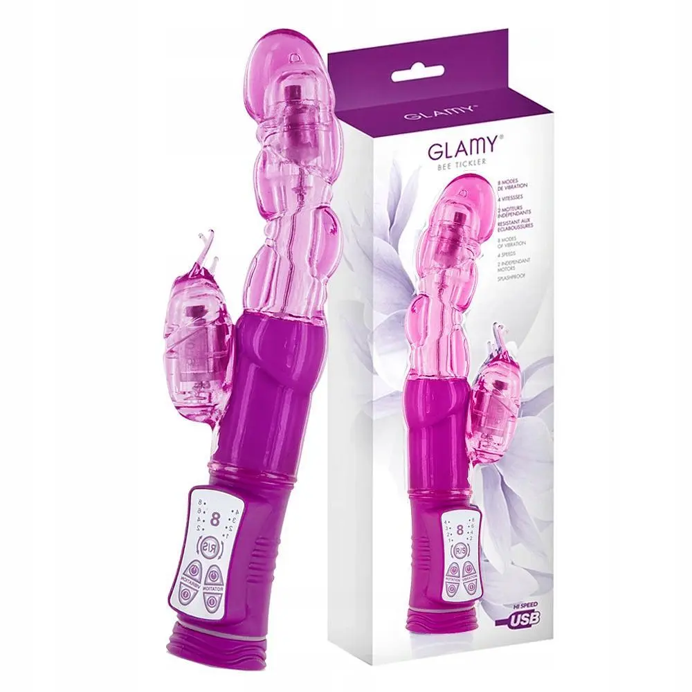 Вібратор-кролик Glamy Bee Tickler Pink, 23,2 см (рожевий) - фото 2