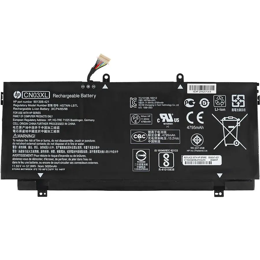 Батарея Hewlett Packard для ноутбука HP CN03XL (Spectre X360 13-AC 13-AB) 11.55V 5020mAh 57.9Wh Чорний - фото 2