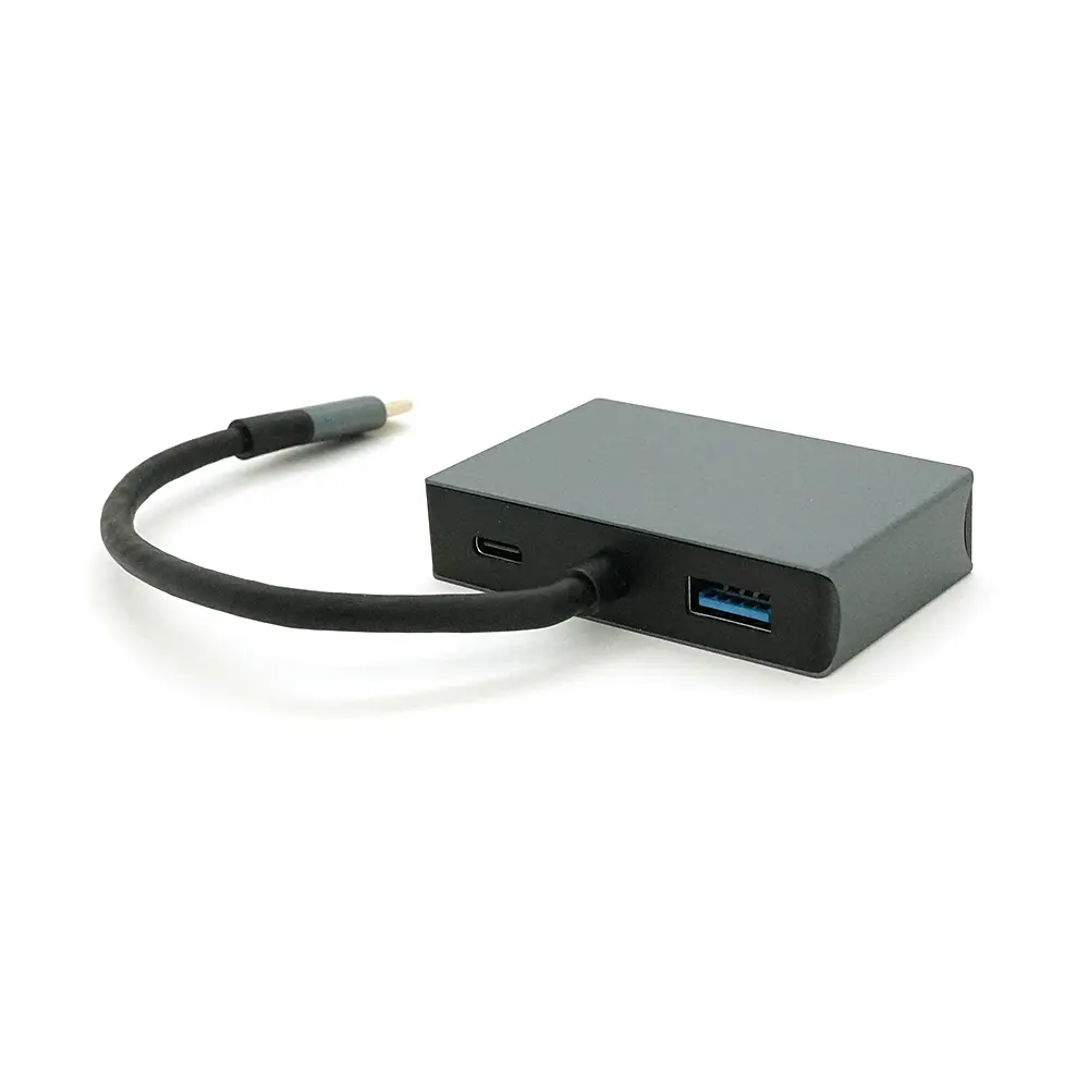 Хаб Voltronic Type-C (папа) пластиковый, HDMI (мама) + VGA (мама) + USB 3.0 (мама) + PD (мама), 23 см, серебристый - фото 2