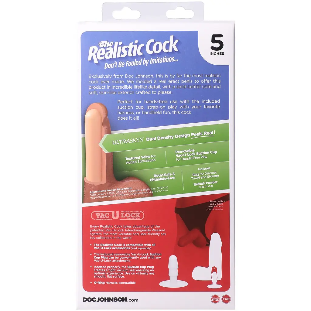Фалоімітатор Doc Johnson The Realistic Cock ULTRASKYN 5 Inch with Balls, 13.3 см - фото 11