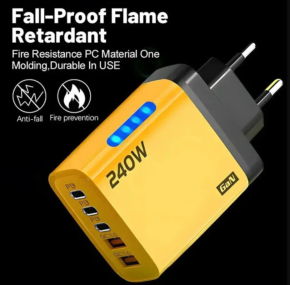 Універсальний зарядний пристрій Voltronic GaN із швидким заряджанням, 5-Port USB 240W - фото 3