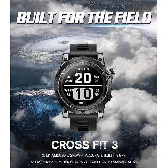 Чоловічий наручний розумний годинник North Edge CrossFit GPS з компасом (Black) - фото 4