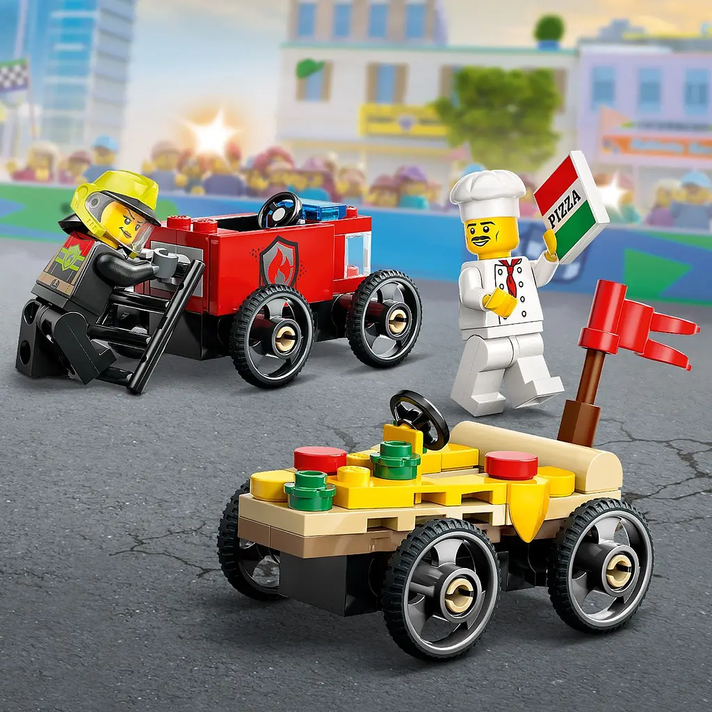 Конструктор LEGO City «Піца-авто проти пожежної машини» Набір перегонів, 70 деталей (60458) - фото 9