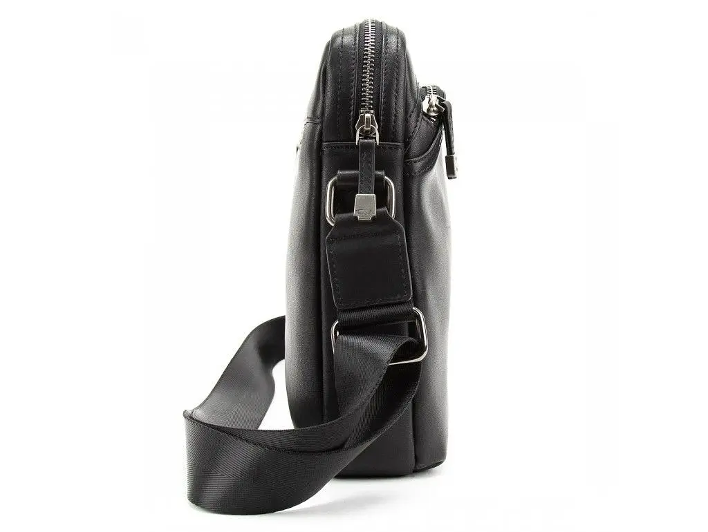 Чоловіча чорна шкіряна сумка через плече Tiding Bag SM8-9686-4A - фото 4