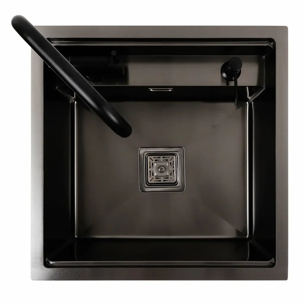 Кухонная мойка скрытая черная Platinum TZ 50x50, Черный - фото 2