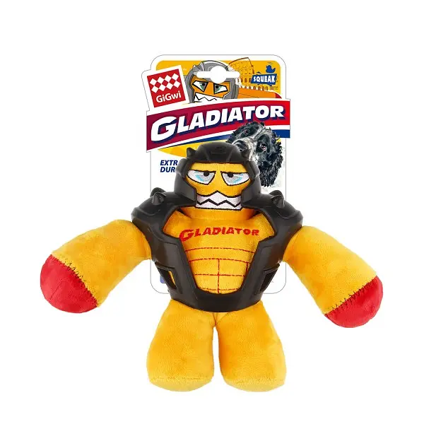 Іграшка для Собак Gigwi Gladiator в Гумовою Бронею з пищалкою Жовтий 20 см - фото 8