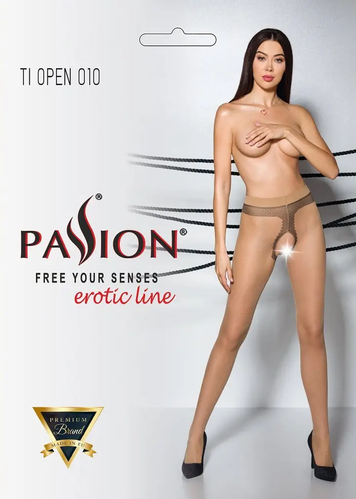 Колготки Passion Tiopen 010 з відкритим доступом 1/2 тілесні - фото 3
