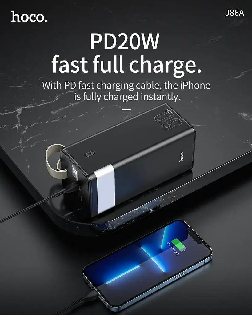 Універсальна мобільна батарея Hoco J86A 50000mAh 22.5W Powermaster (Чорний) - фото 7