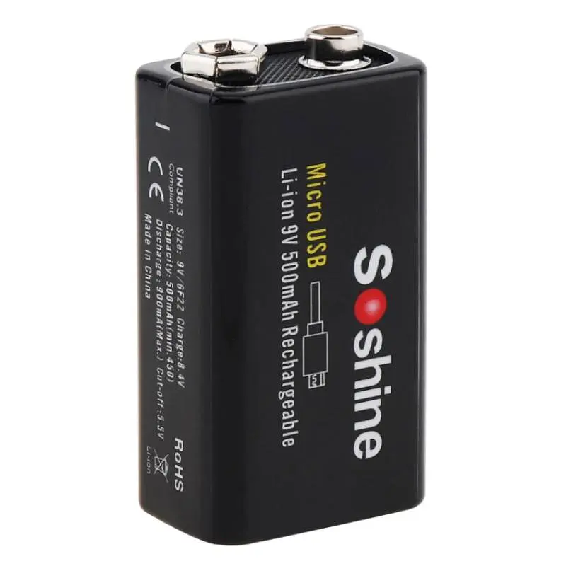 Акумулятор крона Soshine 6F22 9V 500 mAh Type-C (18885-hbr)