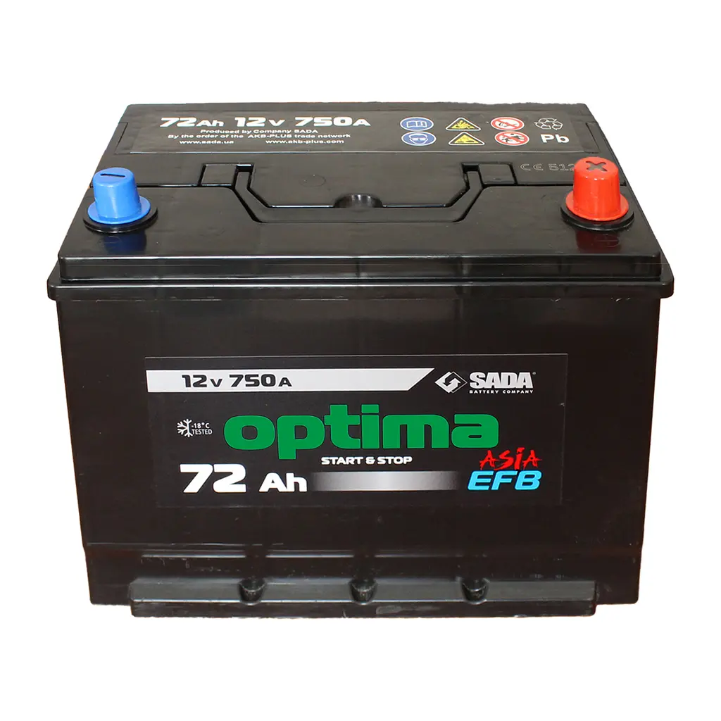 Автомобильный аккумулятор Optima EFB Asia 6СТ-72 (-/+) Евро, 12В 72Ач 750А - фото 2