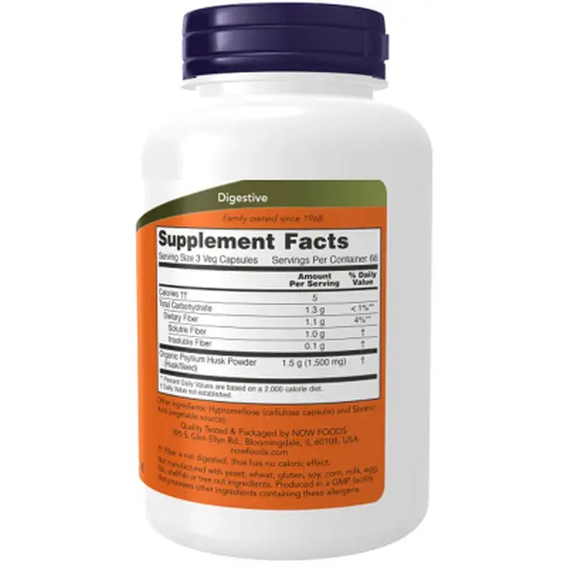 Трави Now Foods Подорожник (Псиліум), Psyllium Husks, 500 мг, 200 вегетаріан (NF5970) - фото 2