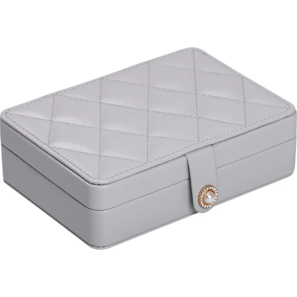 Скринька-органайзер для прикрас Yiwu на кнопці 16x11x4.7 см сіра HP-5-30G - фото 4
