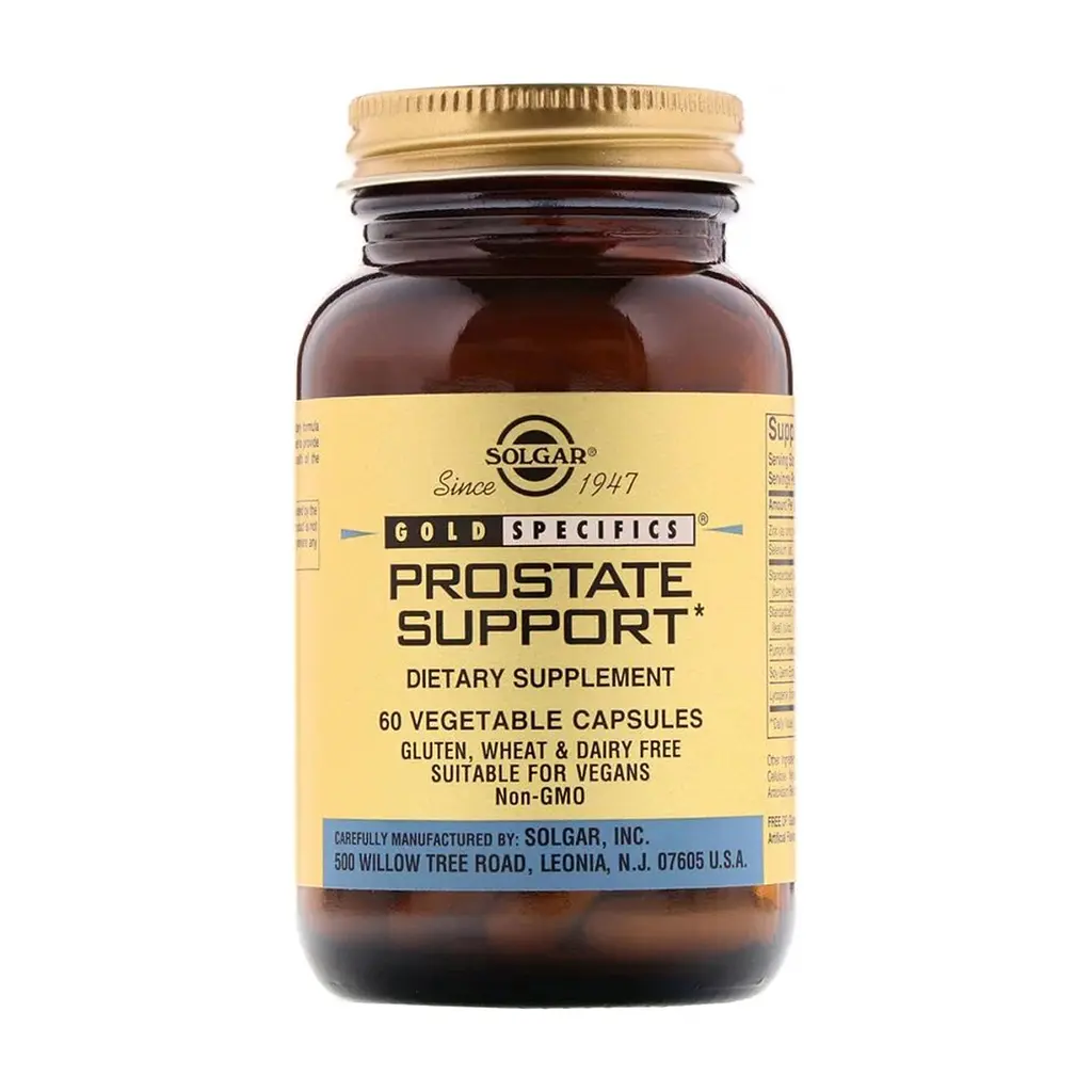 Мінерали Solgar Підтримка простати, Prostate Support, 60 вегетаріанськіх кап (SOL-02295)