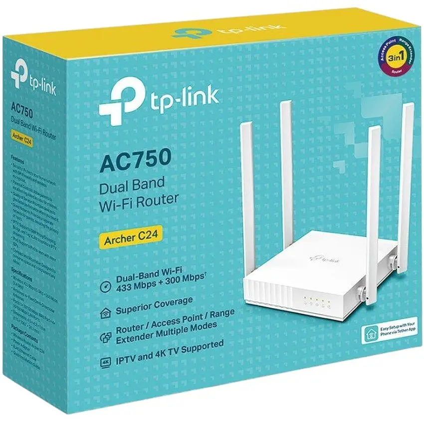 WI-FI роутер маршрутизатор TP-Link C-24 ARCHER AC750 2.4 ГГц, 5 ГГц, Wi-Fi 5, 433Мбіт/с - фото 3