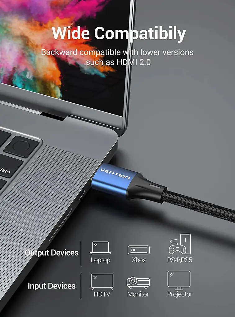 Кабель HDMI M - M, 1.5 м, V2.1, 8K 60Гц обплетення, Синій Aluminum Alloy Type Vention - фото 7