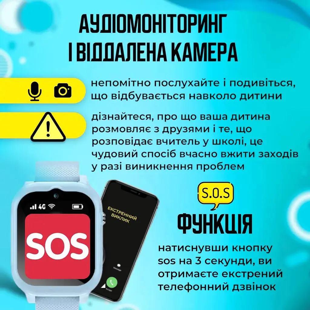Смарт годинник дитячий A1 з відеодзвінком HD-камерою та GPS 2 змінних корпуса в комплекті Блакитний (KW2-A1-Blue) - фото 7