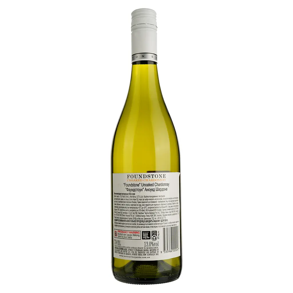 Вино Foundstone Unoaked Chardonnay, белое, сухое, 14,5%, 0,75 л - фото 2