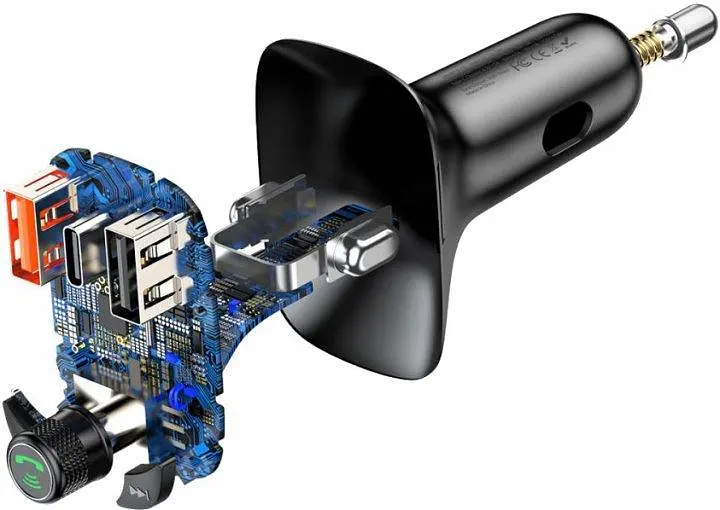 Автомобільний FM-модулятор Baseus T-Typed Bluetooth CCTM-B01 (2USB/1Type-C/36W) Чорний - фото 3