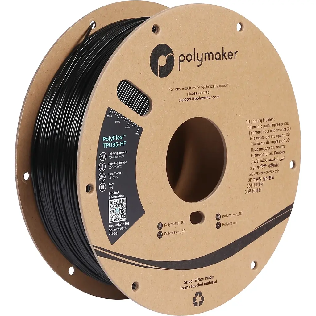 Пластик для 3D-принтера Polymaker TPU-95A HIGH SPEED 1.75 мм 1 кг BLACK (PD03001)