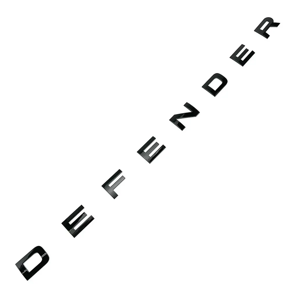 Емблема напис DEFENDER 2 шт передня + задня Чорна для Land Rover DEFENDER 110 Пластик на скотчі (Завод) - фото 2
