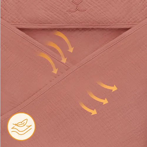 Рушник з капюшоном Lionelo Muslin Hooded Towel Red Coral 80х80 см - фото 4