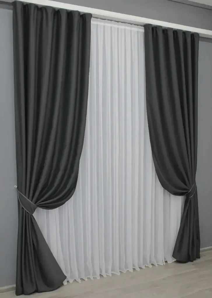 Комплект штор VR-Textil Midnight блекаут 2 шт 100x290 см графітовий (1399ш) - фото 3