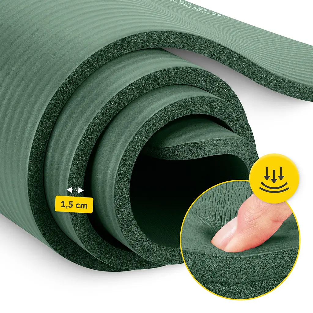 Килимок (мат) спортивний 4FIZJO NBR 180 x 60 x 1.5 см для йоги та фітнесу Navy Green (P-5905973406727) - фото 4