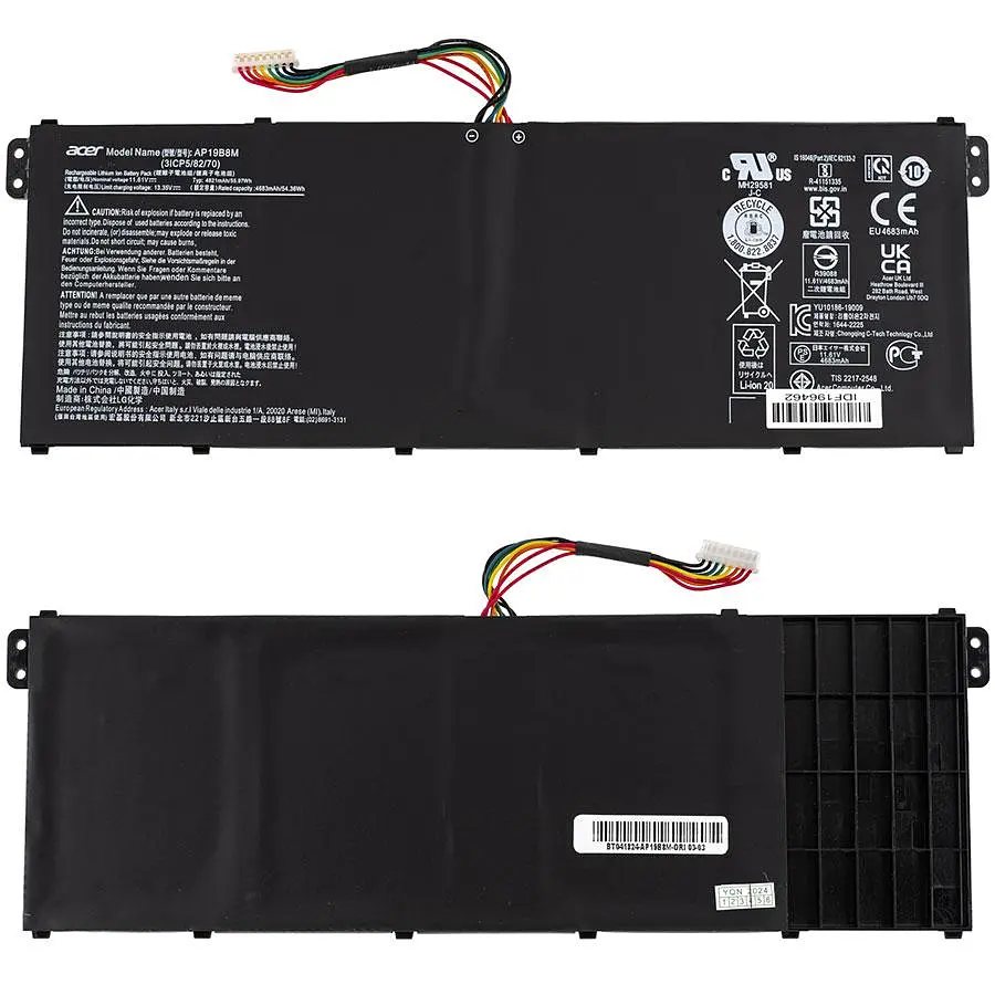Батарея для ноутбука Acer AP19B8M (SF313-51N SF513-55N ConceptD 3 Pro CN315-72P) 11.61V 4821mAh 55.97Wh Чорний (KT.0030G.024) - фото 2