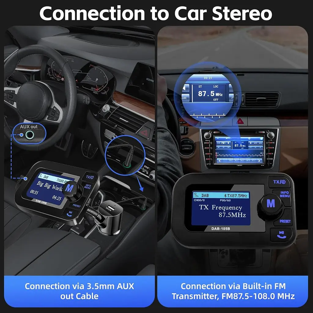 Автомобільний DAB+ Bluetooth адаптер DeepBetter з LCD дисплеєм, AUX і USB - фото 6