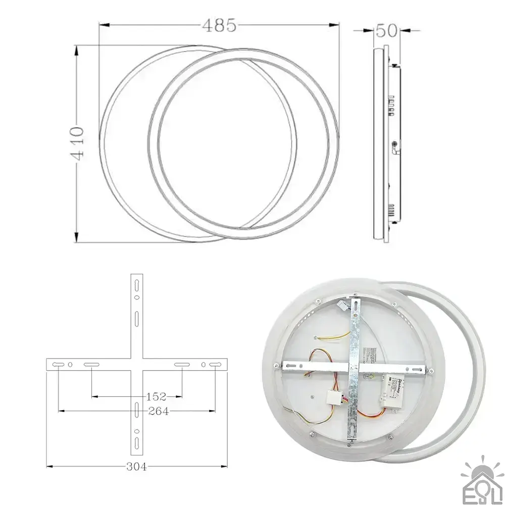 Керована світлодіодна люстра STANDART 80W 2R-ON/OFF-485х410х50-WHITE ESLLSE - фото 8
