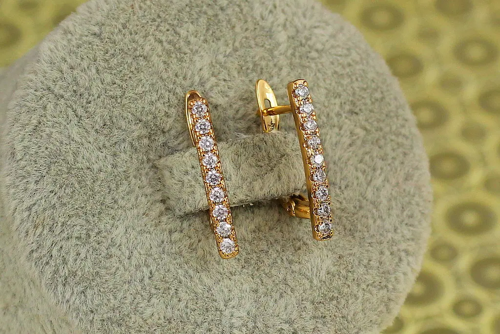 Сережки Xuping Jewelry доріжки з камінням 1.9 см золотисті - фото 2