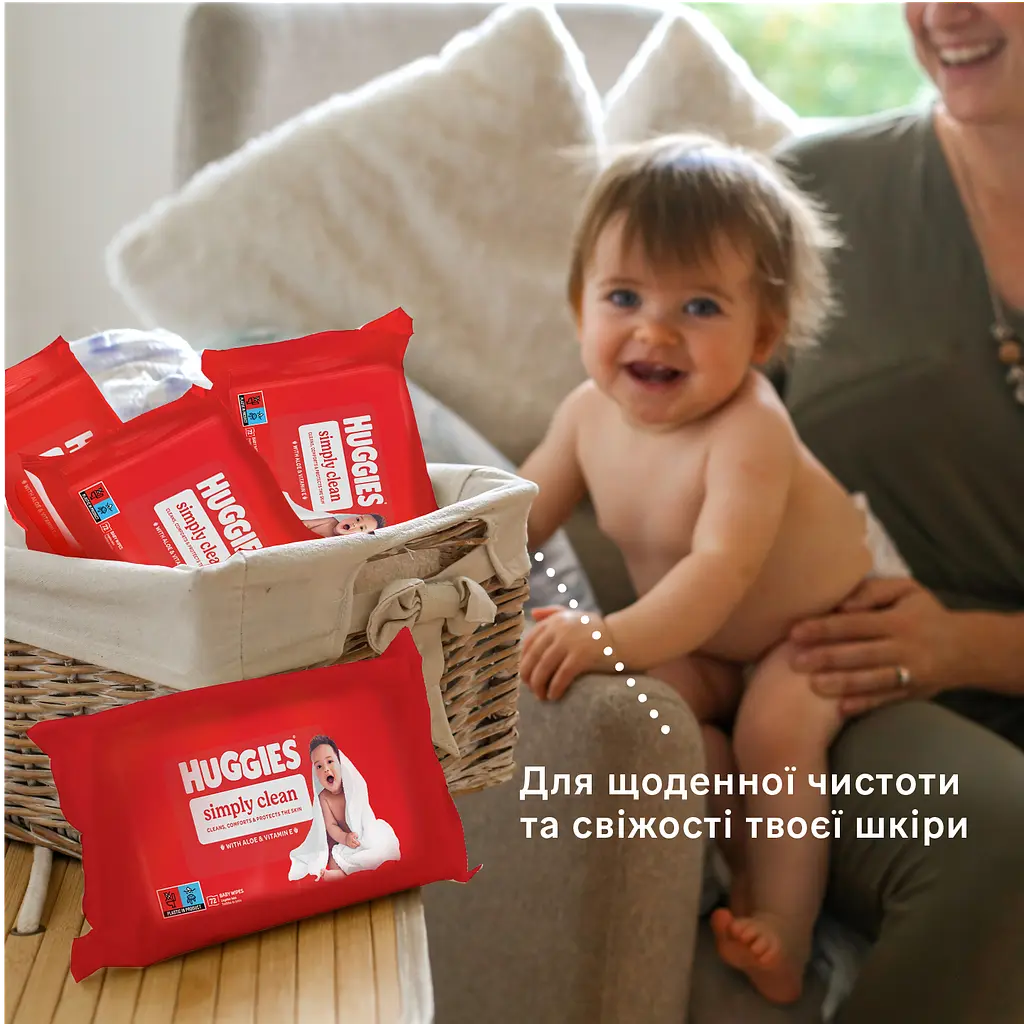 Набір вологих серветок Huggies Simply Clean 720 шт. (10 уп. х 72 шт.) - фото 12