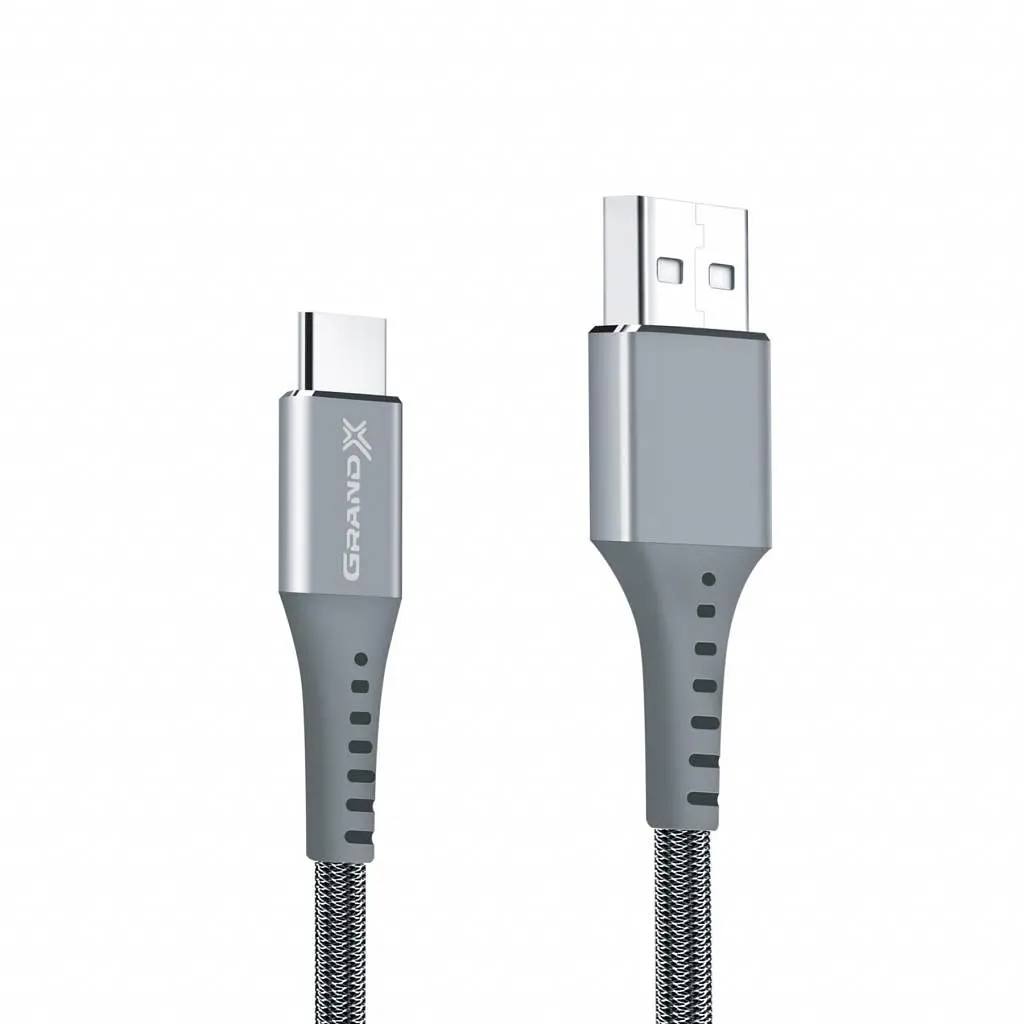 Дата кабель USB 2.0 AM to Type-C 1.2m Grey Grand-X (FC-12G) - фото 2
