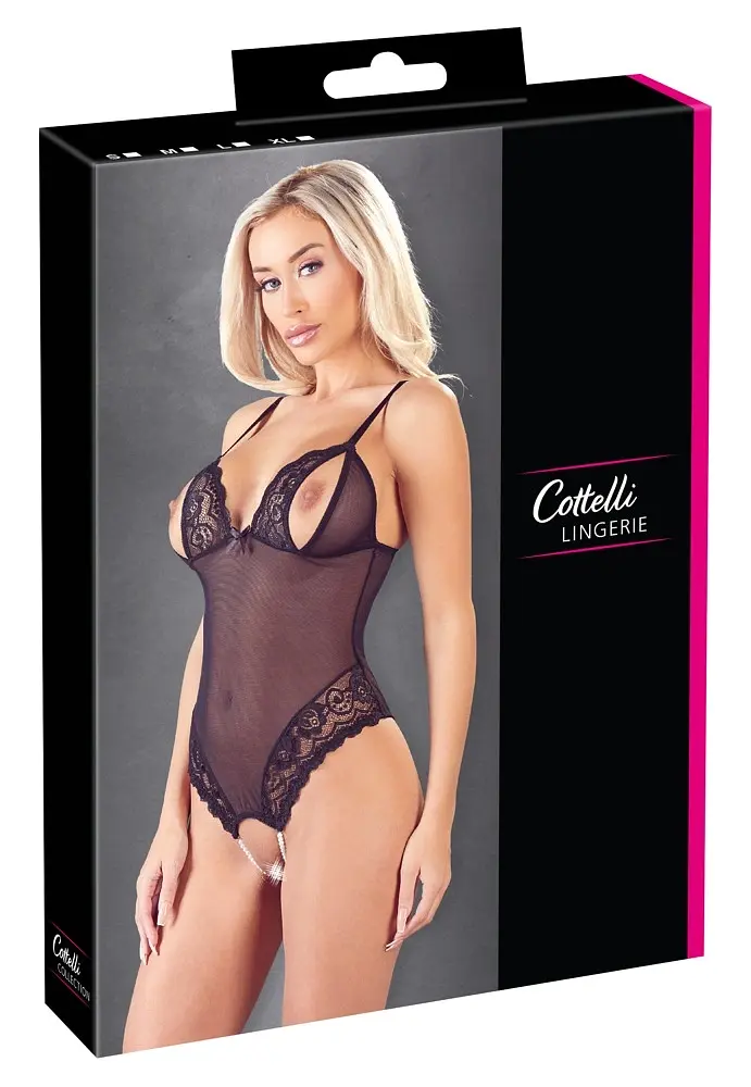 Боді Cottelli Collection Crotchless L чорний - фото 5