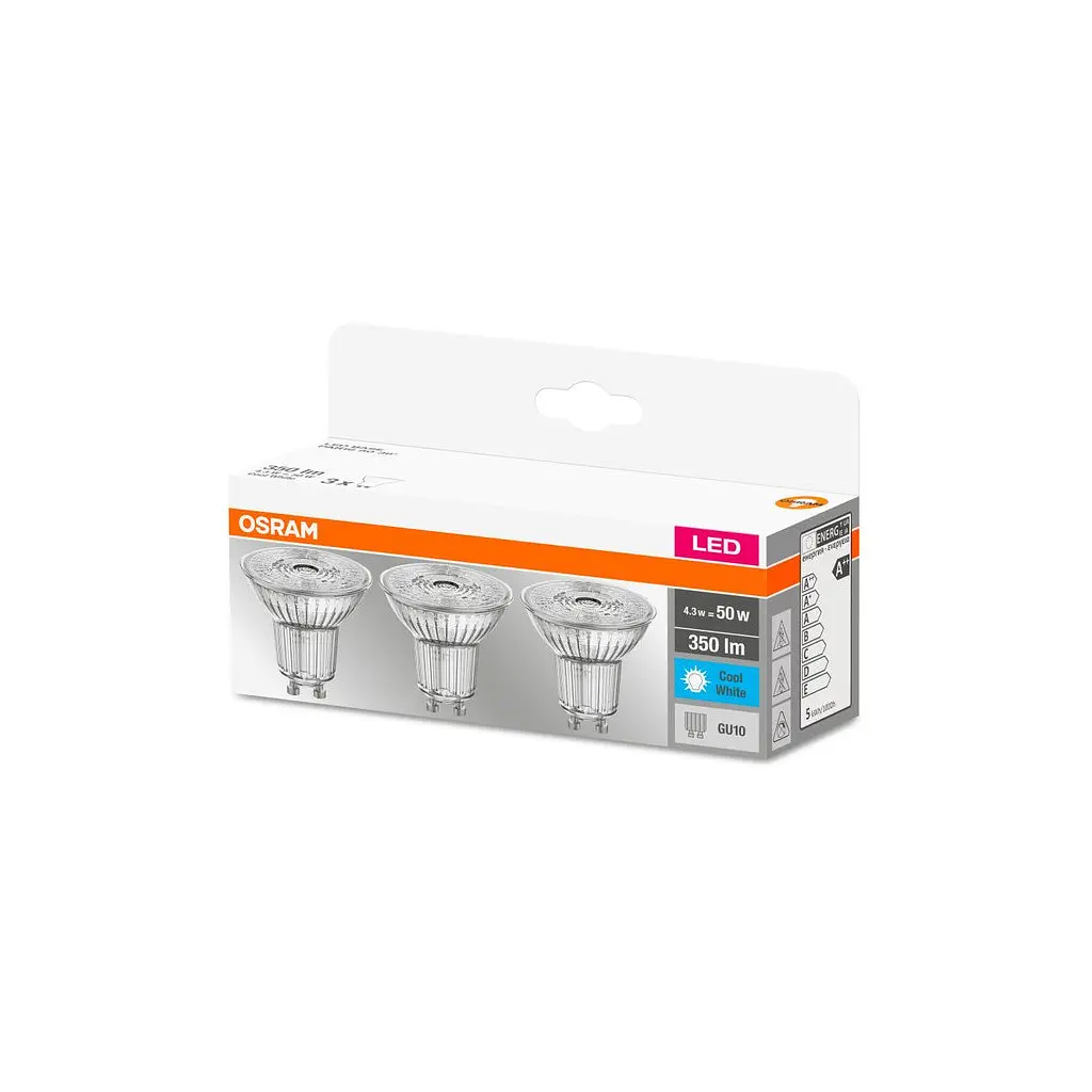 Лампочка Osram Набір 3шт LED PAR16 4.3W (350Lm) 4000К GU10 (4058075818415) - фото 2