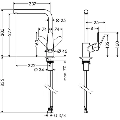 Смеситель кухонный Hansgrohe Focus E2 31817000 Хром - фото 2