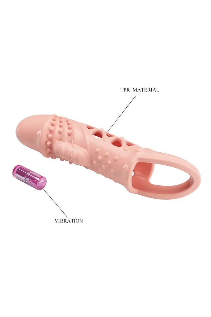 Насадка на пеніс Pretty Love Cecelia Vibrating Penis Sleeve Flesh, 18.5 см (тілесний) - фото 3
