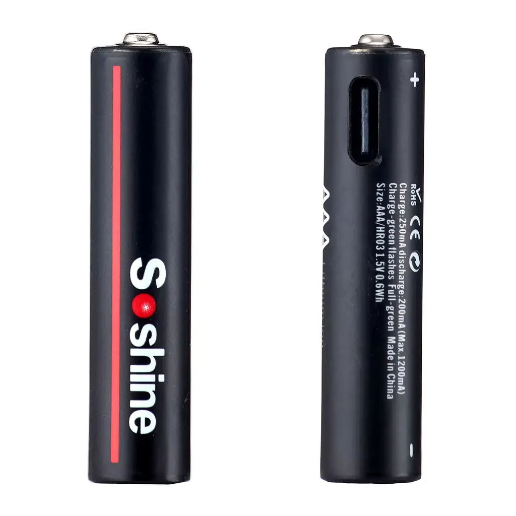 Акумулятор AAA Soshine Li-ion R03 400mAh 10440 USB 1.5V (Чорний) - фото 4
