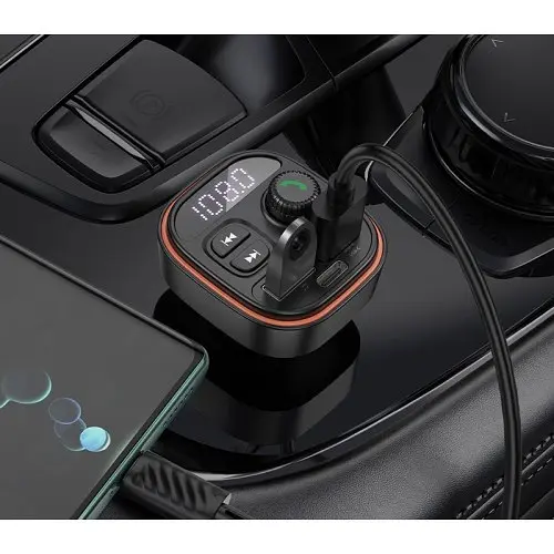 Автомобільне зарядне пристрій модулятор BOROFONE BC59 Heroic (USB-A/USB-C) 5V/3A чорний - фото 5