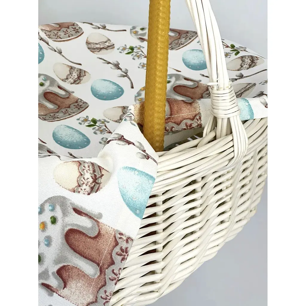 Комплект Пасхальная корзина Буковина большая с льняным полотенцем70х45 см Пасха голубой и свечой - фото 3
