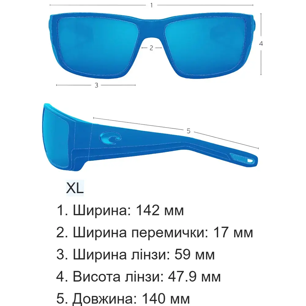 Окуляри Costa Del Mar Spearo XL 253 Matte Reef Blue Mirror 580G - фото 6