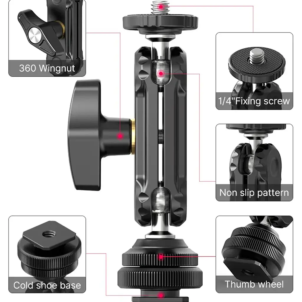 Шарнірне кріплення Ulanzi R098 Double Ball Heads with Code Shoe Mount UV-2954 R098 Black - фото 5