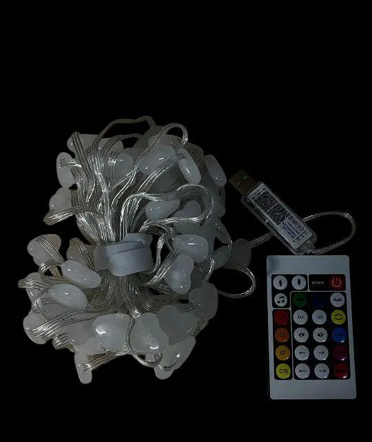 Яркая Умная гирлянда Dream collor 33 LED 5метров большие Сердца RGB USB управления от смартфона - фото 3
