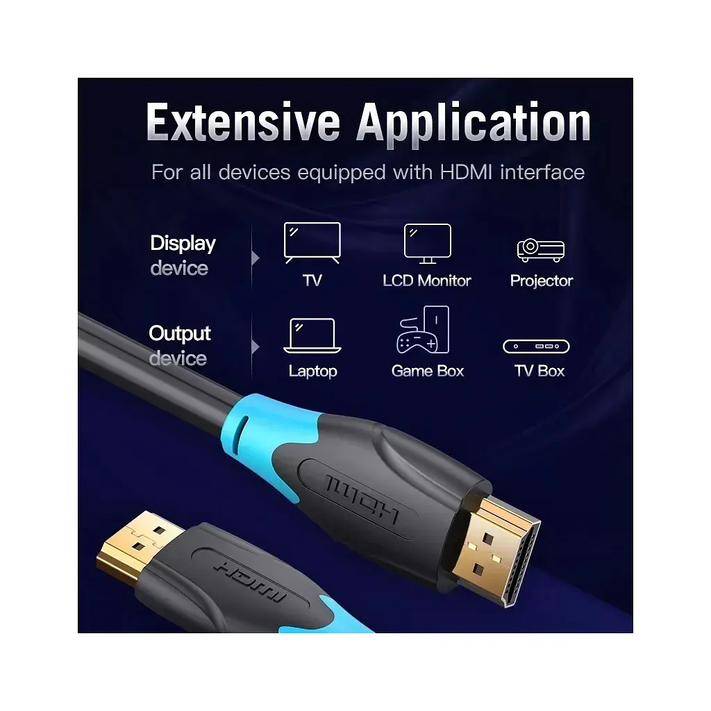 Кабель мультимедійний HDMI M to HDMI M 2.0m 4K60Hz black Vention (AAGBH) - фото 5